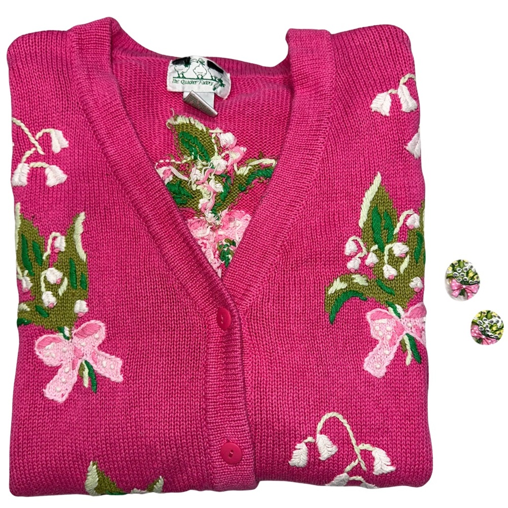 Beautiful Vintage Quacker Factory Sweater with Removable Buttons Clips Size 1X
